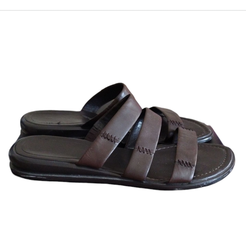 Vintage Y2k Women's Jones Wear Dark Brown Leather Sandals Size 8.5 - Picture 2 of 3